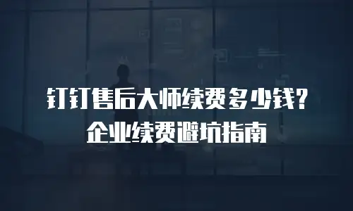 钉钉售后大师续费多少钱？企业续费避坑指南
