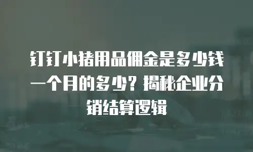 钉钉小猪用品佣金是多少钱一个月的多少？揭秘企业分销结算逻辑