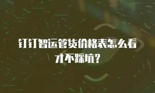 钉钉智运管货价格表怎么看才不踩坑？