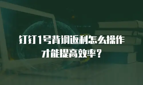 钉钉1号背调返利怎么操作才能提高效率？