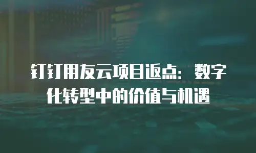 钉钉用友云项目返点：数字化转型中的价值与机遇