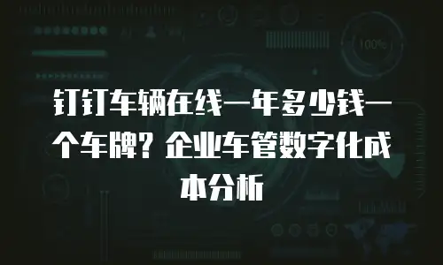 钉钉车辆在线一年多少钱一个车牌？企业车管数字化成本分析