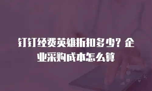 钉钉经费英雄折扣多少？企业采购成本怎么算