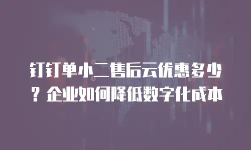 钉钉单小二售后云优惠多少？企业如何降低数字化成本