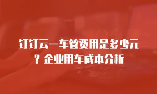 钉钉云一车管费用是多少元？企业用车成本分析