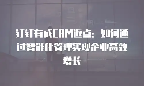 钉钉有成CRM返点：如何通过智能化管理实现企业高效增长