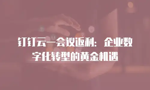 钉钉云一会议返利：企业数字化转型的黄金机遇