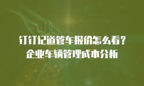 钉钉记道管车报价怎么看？企业车辆管理成本分析