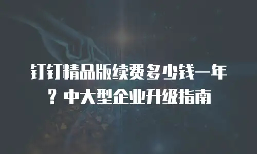 钉钉精品版续费多少钱一年？中大型企业升级指南
