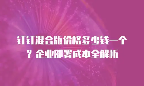 钉钉混合版价格多少钱一个？企业部署成本全解析