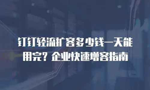 钉钉轻流扩容多少钱一天能用完？企业快速增容指南