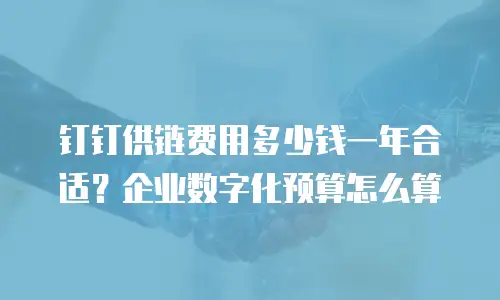 钉钉供链费用多少钱一年合适？企业数字化预算怎么算