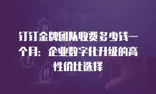 钉钉金牌团队收费多少钱一个月：企业数字化升级的高性价比选择