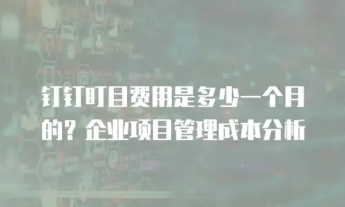 钉钉盯目费用是多少一个月的？企业项目管理成本分析