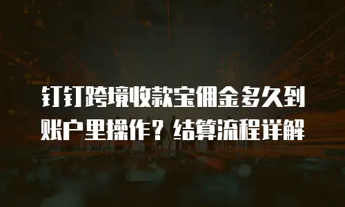 钉钉跨境收款宝佣金多久到账户里操作？结算流程详解