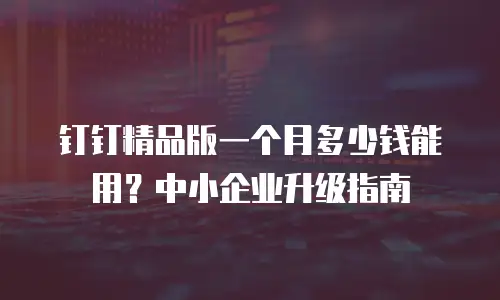 钉钉精品版一个月多少钱能用？中小企业升级指南