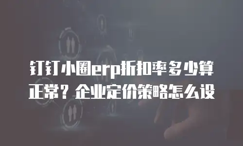 钉钉小圈erp折扣率多少算正常？企业定价策略怎么设
