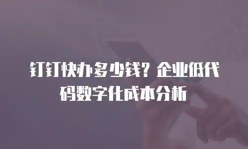 钉钉快办多少钱？企业低代码数字化成本分析