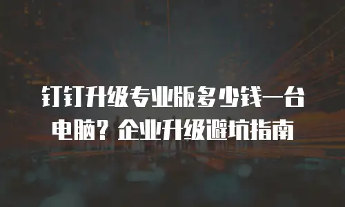 钉钉升级专业版多少钱一台电脑？企业升级避坑指南