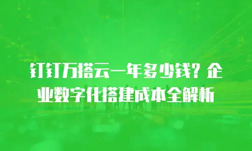 钉钉万搭云一年多少钱？企业数字化搭建成本全解析