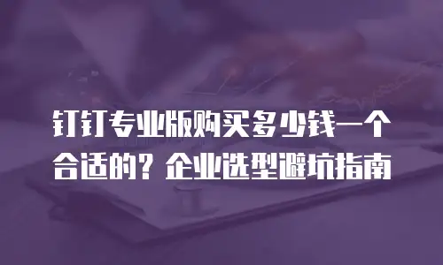钉钉专业版购买多少钱一个合适的？企业选型避坑指南