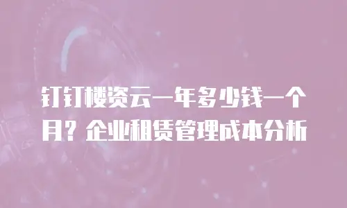 钉钉楼资云一年多少钱一个月？企业租赁管理成本分析
