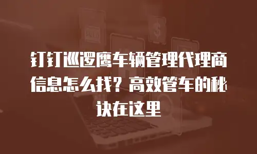 钉钉巡逻鹰车辆管理代理商信息怎么找？高效管车的秘诀在这里
