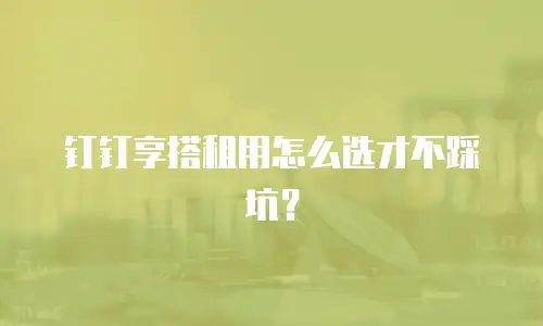 钉钉享搭租用怎么选才不踩坑？