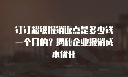 钉钉超级报销返点是多少钱一个月的？揭秘企业报销成本优化
