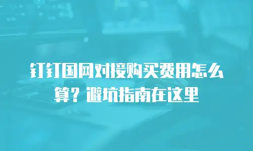 钉钉国网对接购买费用怎么算？避坑指南在这里