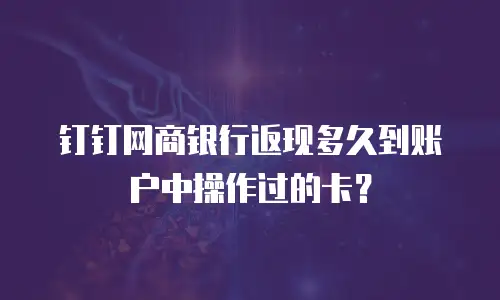 钉钉网商银行返现多久到账户中操作过的卡？