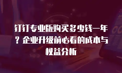 钉钉专业版购买多少钱一年？企业升级前必看的成本与权益分析