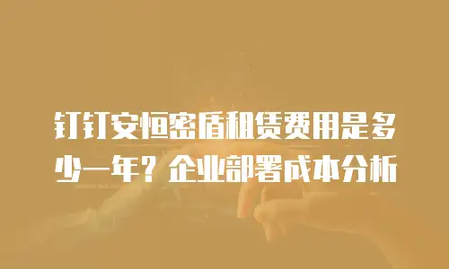 钉钉安恒密盾租赁费用是多少一年？企业部署成本分析