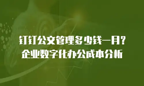 钉钉公文管理多少钱一月？企业数字化办公成本分析