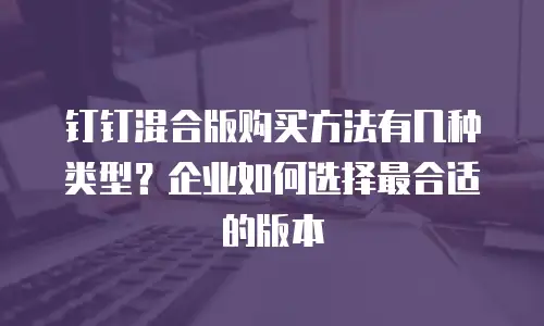 钉钉混合版购买方法有几种类型？企业如何选择最合适的版本