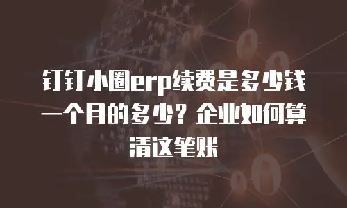 钉钉小圈erp续费是多少钱一个月的多少？企业如何算清这笔账