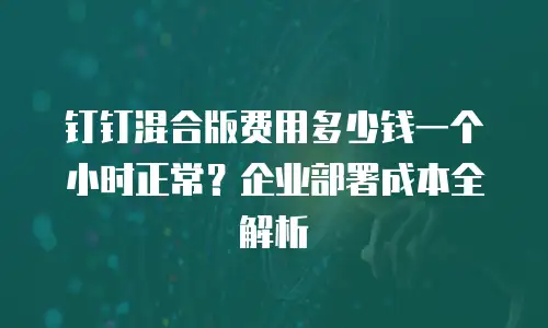 钉钉混合版费用多少钱一个小时正常？企业部署成本全解析