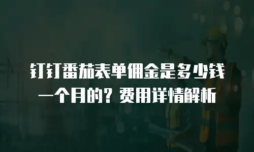 钉钉番茄表单佣金是多少钱一个月的？费用详情解析