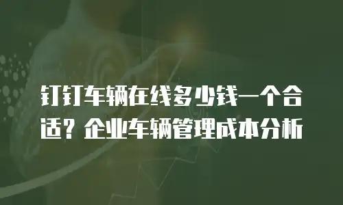 钉钉车辆在线多少钱一个合适？企业车辆管理成本分析