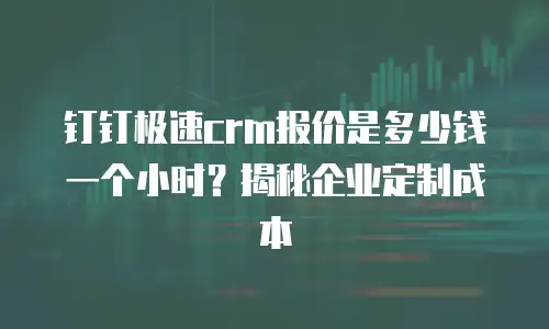 钉钉极速crm报价是多少钱一个小时？揭秘企业定制成本