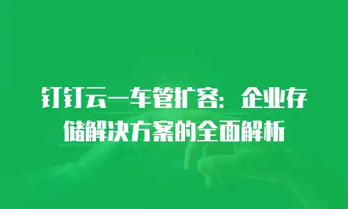 钉钉云一车管扩容：企业存储解决方案的全面解析