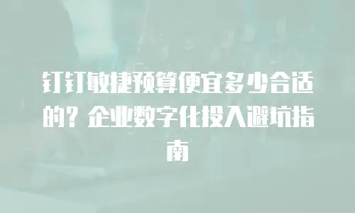 钉钉敏捷预算便宜多少合适的？企业数字化投入避坑指南
