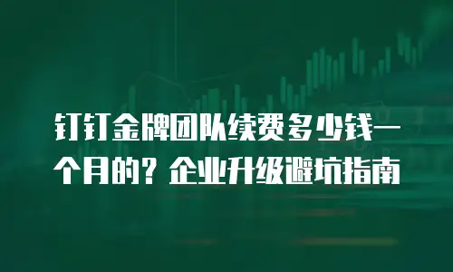 钉钉金牌团队续费多少钱一个月的？企业升级避坑指南