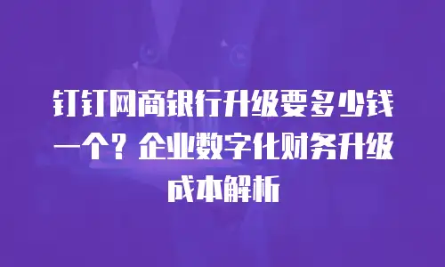 钉钉网商银行升级要多少钱一个？企业数字化财务升级成本解析