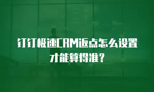 钉钉极速CRM返点怎么设置才能算得准？