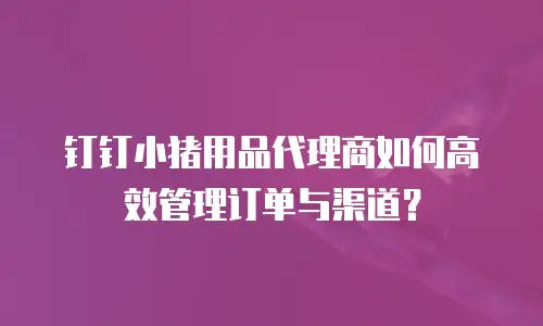 钉钉小猪用品代理商如何高效管理订单与渠道？