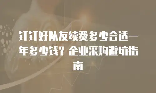 钉钉好队友续费多少合适一年多少钱？企业采购避坑指南