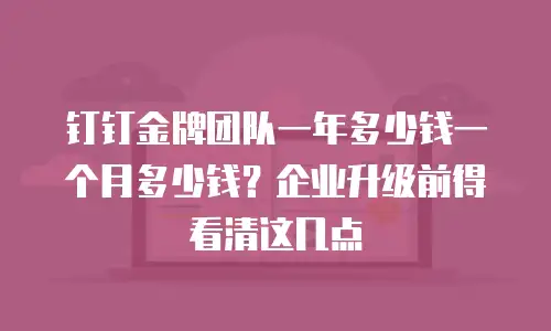 钉钉金牌团队一年多少钱一个月多少钱？企业升级前得看清这几点