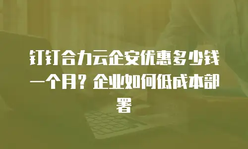 钉钉合力云企安优惠多少钱一个月？企业如何低成本部署