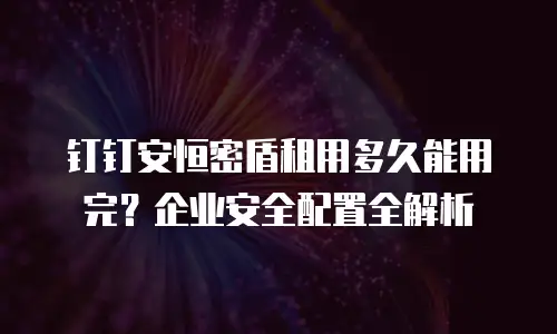 钉钉安恒密盾租用多久能用完？企业安全配置全解析
